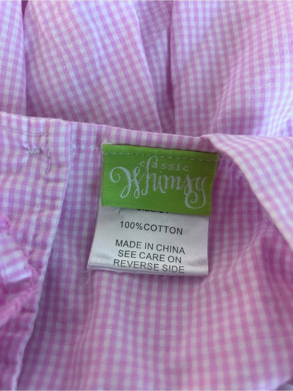 Classic Whimsy Pink Gingham Minnie’s  w C Embroidered  Cotton Size 2